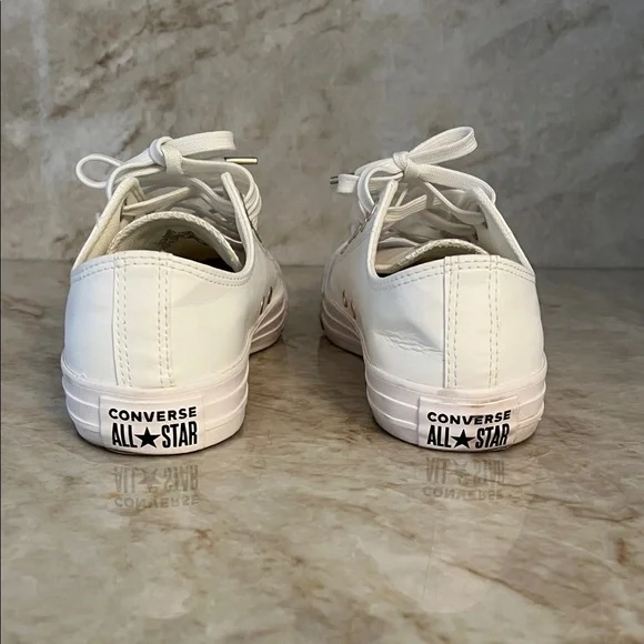 Converse White Leather with Gold Hardware Low-Top Sneakers, Women’s Size 9.5 - Picture 5 of 6